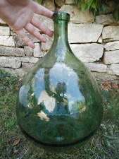 Grande bonbonne oignon XIXe - vin goutte schnaps VERRE soufflé 10L + marque