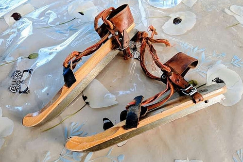 Ancien patins glace - à, (déco)
