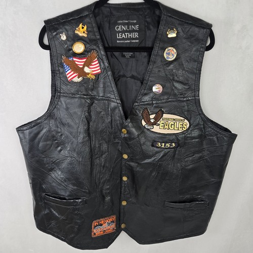 Leather biker vest - biker, xxl