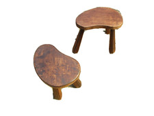 Tabouret brutaliste bois brutalist chair tripod wood stools style marolles