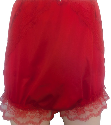 Red nylon tricot - nylon, lacy