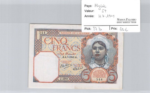Algérie francs 7 1941 - 5, 4.7.1941