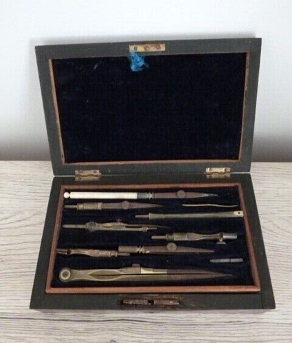 Ancien boite compas laiton - ancien,