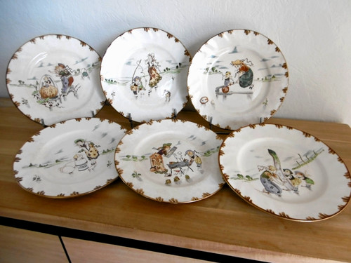 Six assiettes plates creil - six,