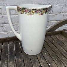 Antique French Gilt Rose Ceramic Pitcher Vanity Wash Set Pitcher Basin 19 C