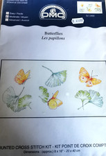 N°178 KIT POINT DE CROIX COMPTE DMC CREATION " LES PAPILLONS "   20x40cm