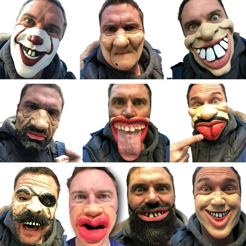 Masque drole demi visage - demi-visage, funny