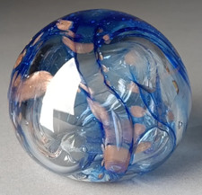 Belle SULFURE Presse-Papier Verre GAMBIER à MOUGINS bleu signée