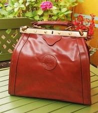 Sac médecin ancien, sac diligence épais marron 