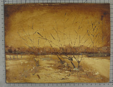 Tableau À L'Huile Paysage D'Hiver Signé Peinture Originale Vintage B4