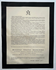 CHARLES DAUCHEZ Lesage FAIRE PART Bailby LABRO Seze Robineau LELAISANT 1916