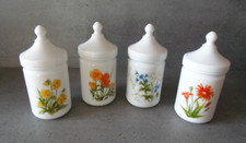 4 petits pots à pharmacie décor florale