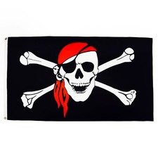 - Drapeau Pirate foulard rouge - 150x90 cm - Polyester léger - Drapeau Corsai...