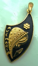 MEDAILLE VINTAGE "DAG" Damascène "Ave maria"