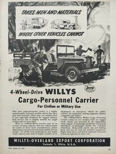 JEEP vintage Print Ad !! " Car for Civilian or Military use "