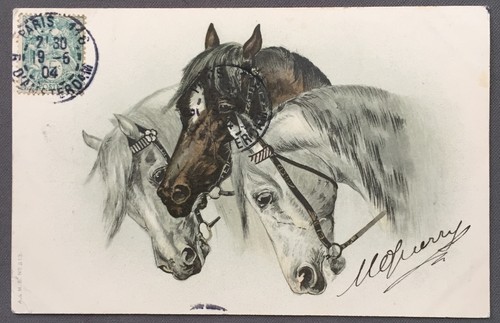 Carte postale ancienne chevaux - carte,