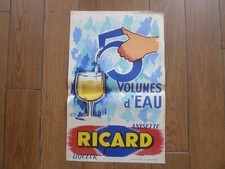 Ancienne véritable affiche originale publicité RICARD. Alcool, bar, bistrot.