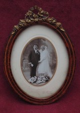 rare MAGNIFIQUE ancien cadre a photos avec nœud en bronze époque 1900