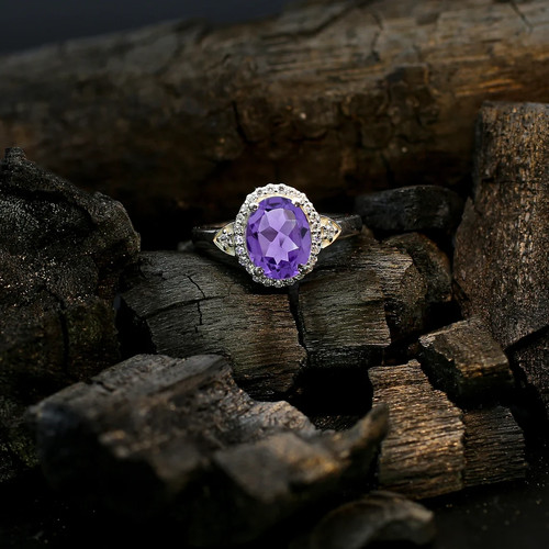 Bague halo ovale - bague,