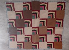 Plaid vintage en laine patchwork fait main année 80 eighties