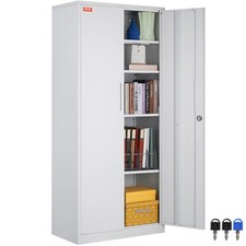 VEVOR Armoire Bureau Meuble de Rangement Étagère Réglable Porte Magnétique Blanc