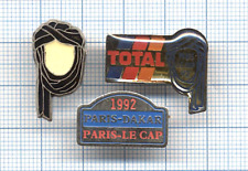 Lot Pin's RALLYE DAKAR / 1992 TOTAL Paris Le Cap 4X4 / Chèche noir visage blanc