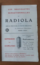 Ancien prospectus  RADIOLA  poste radio amplificateur original années 20