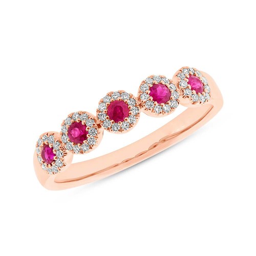 14k rose rubis bague - rubis,