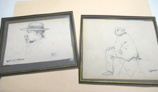 2 BEAUX DESSINS ORIGINAUX Crayon  "PERSONNAGES" 1920 Signé LOUIS LALLEMAND