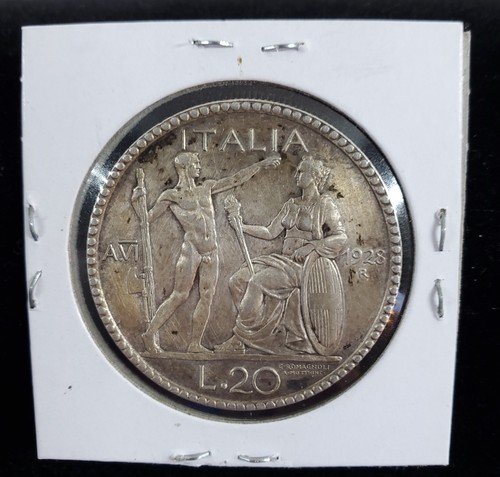 1928 lire silver coin - silver, king