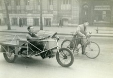 France Paris Urban Transports Pedal Car Tricycle Inventor Old Photo Aubry 1940