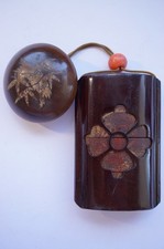 Inro 4 pièces dans étui avec