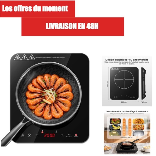 Plaque induction feu 2000w - plaque,