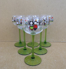 Hansi Lot de 6 verre à vin blanc décors alsacien cigogne