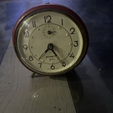 Ancien Réveil Japy En Métal, Mécanique, France, Rouge, Vintage