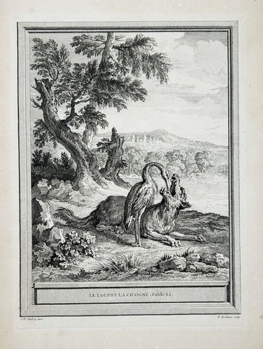 Loup cigogne fable - la,