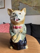 Pichet Orchies, Céramique Polychrome, Chat Musicien