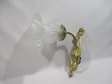 ANCIENNE LAMPE APPLIQUE MURALE COL DE CYGNE EN BRONZE ROSACE DENTELLE OLD LAMP 