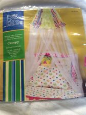 Restore & Restyle Kids Bed Canopy White Netting & Print Cotton Top Fits Most Bed