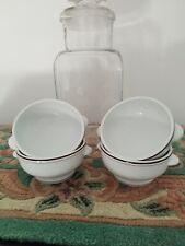 4 Bols En Porcelaine Des Tuileries. Blanc Avec Liseré. Fait En France