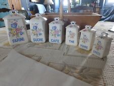 très belle et ancienne serie de 6 pots a epices faience décor champêtre