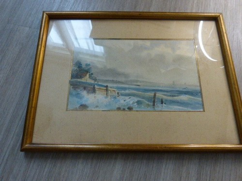 Aquarelle encadrée bord de - aquarelle,