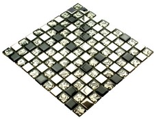 Mosaïque d'argent, mosaïque de verre scintillant, "SILVER GLAM" plat en argent