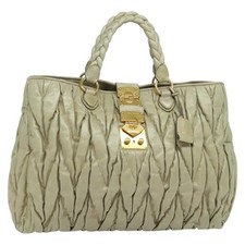 Sac À Main En Cuir Beige Miu