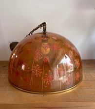 Lustre / Lampe À Suspension En Résine Avec Fleurs De Fenouil Incrustées Orange