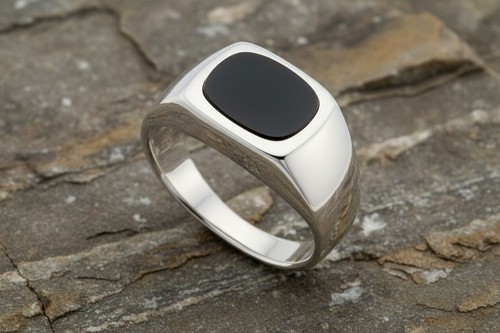Bague chevalière onyx pour - chevalière,
