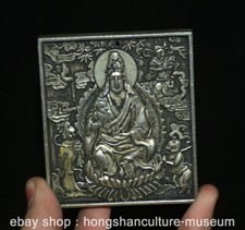 3.2" old Chinese Silver Dynasty Tong Zi Kwan-yin Guan Yin Goddess Amulet Pendant