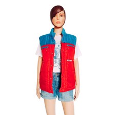 Doudoune Licorne Vintage 80s | Sans manches, en nylon rouge et bleu