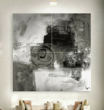 ABSTRAIT Toile Image Peinture Noir Blanc Gris Moderne Tableau Art Impression XXL