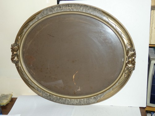 Grand cadre ancien ovale art - cadre,